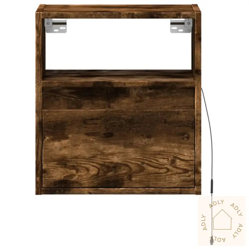 Vegghengt Tv-Benker Med Led-Lys 2 Stk Røkt Eik 41X31X45 Cm