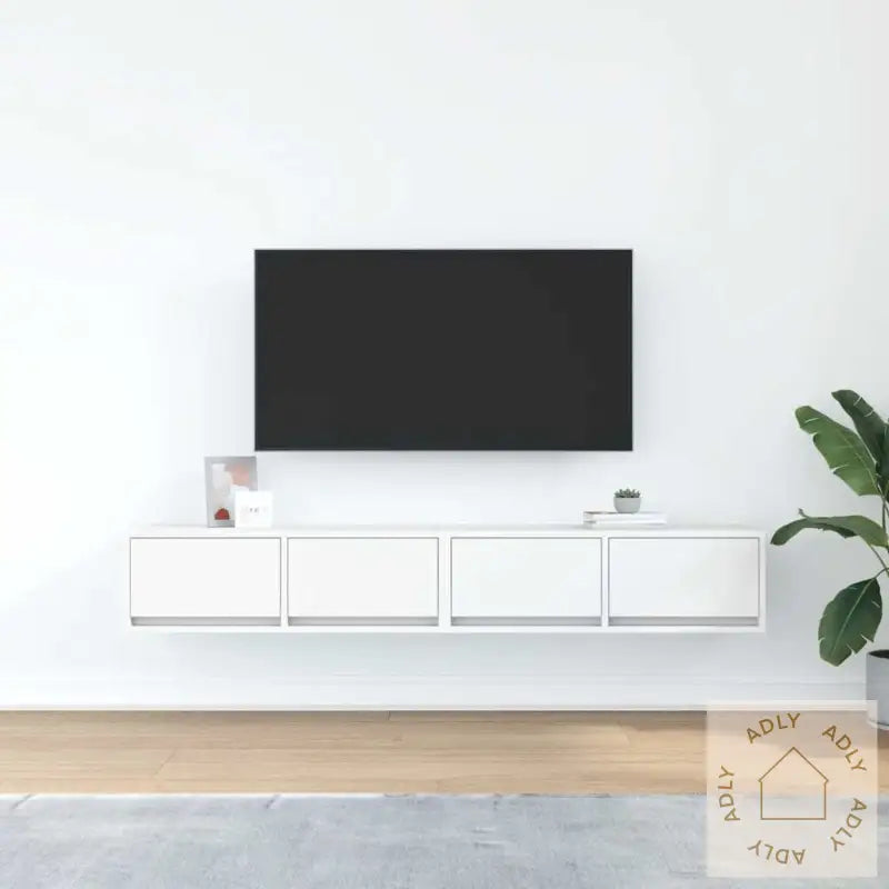 Tv-Benker 2 Stk Hvit 80X31X25,5 Cm Konstruert Tre