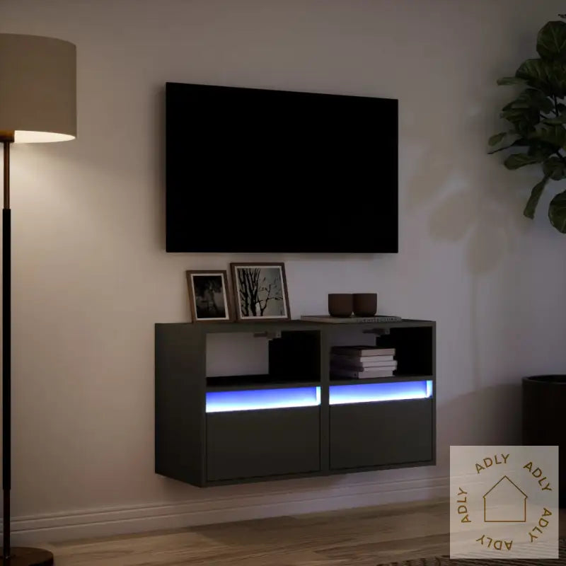 Vegghengte Tv-Benker Med Led 2 Stk Svart 41X31X45 Cm