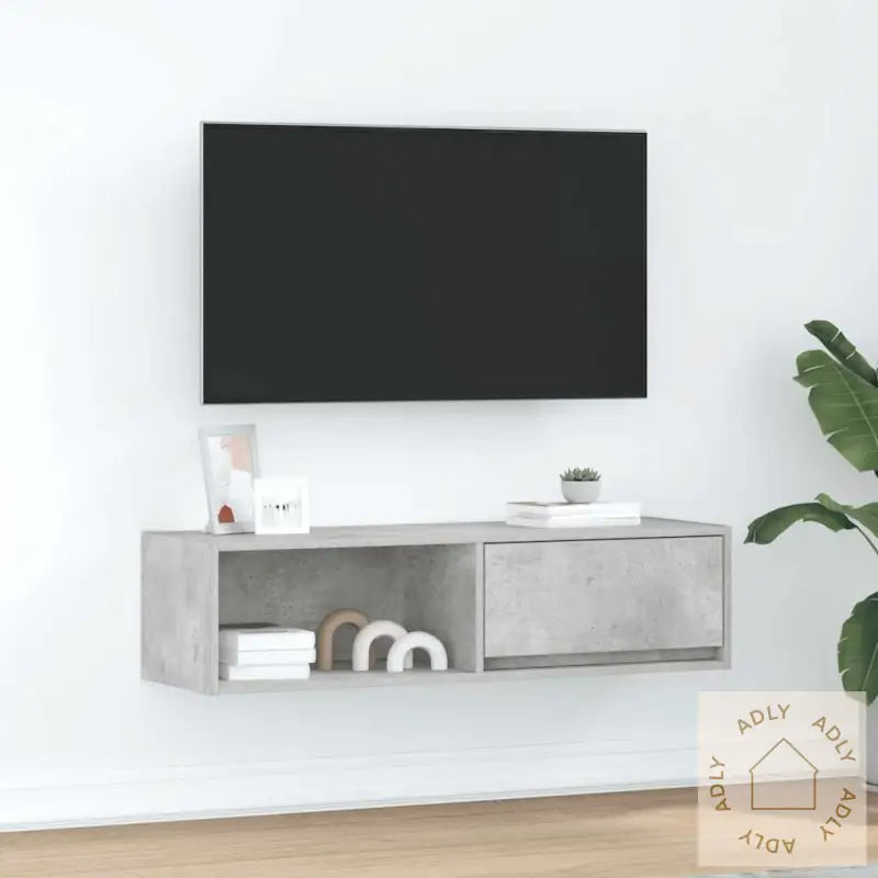 Tv-Benk Betonggrå 100X31X25,5 Cm Konstruert Tre