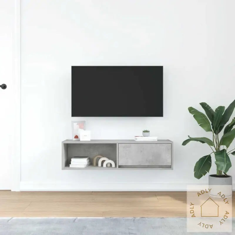 Tv-Benk Betonggrå 100X31X25,5 Cm Konstruert Tre
