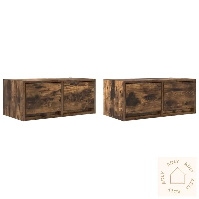 Tv-Benker 2 Stk Røkt Eik 60X31X25,5 Cm Konstruert Tre
