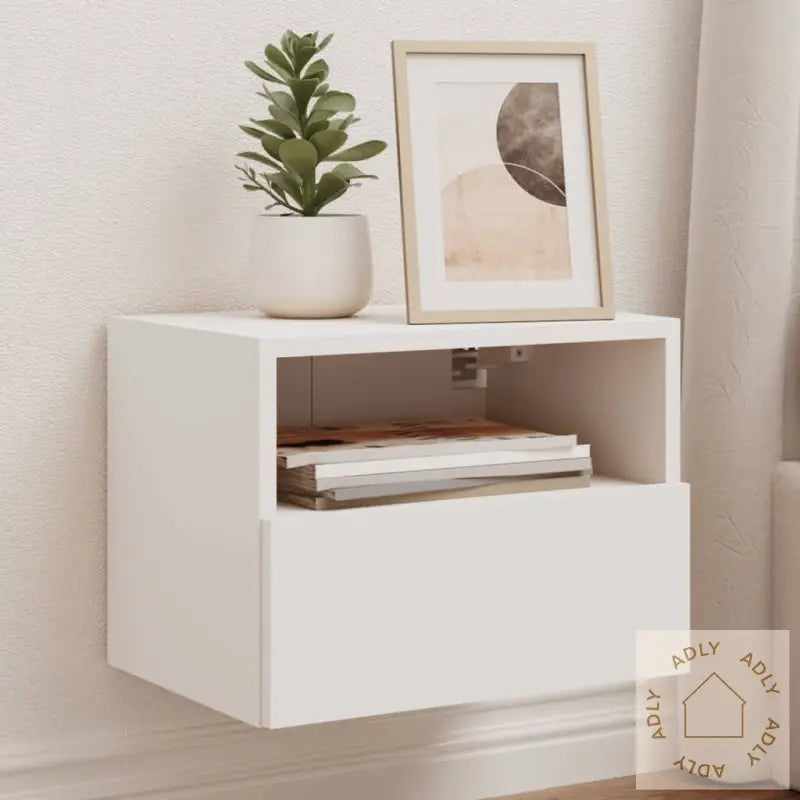 Veggmonterte Tv-Benker 2 Stk Hvit 40X30X30 Cm Konstruert Tre