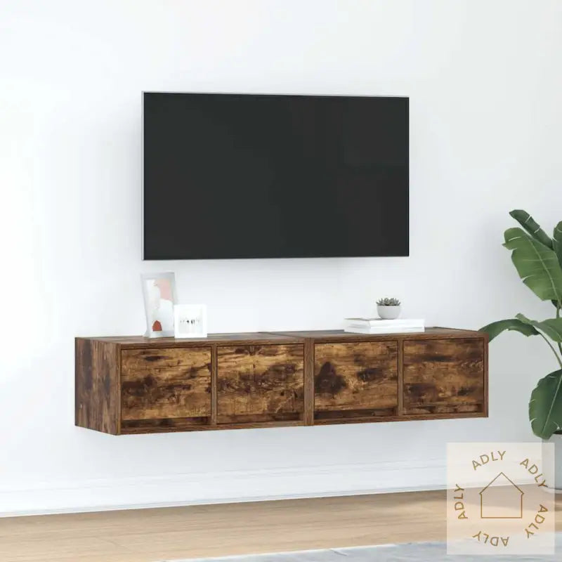 Tv-Benker 2 Stk Røkt Eik 60X31X25,5 Cm Konstruert Tre