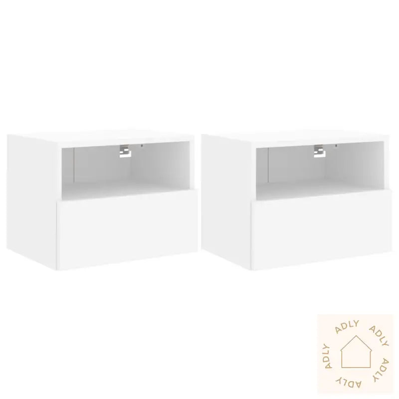 Veggmonterte Tv-Benker 2 Stk Hvit 40X30X30 Cm Konstruert Tre