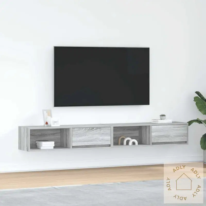 Tv-Benker 2 Stk Grå Sonoma 100X31X25,5 Cm Konstruert Tre