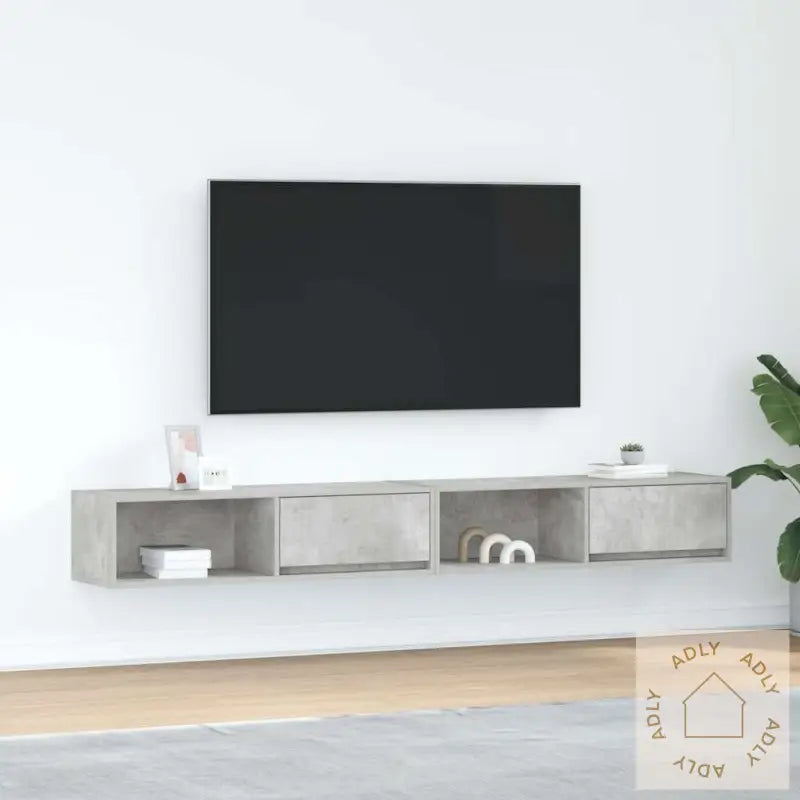 Tv-Benker 2 Stk Betonggrå 100X31X25,5 Cm Konstruert Tre