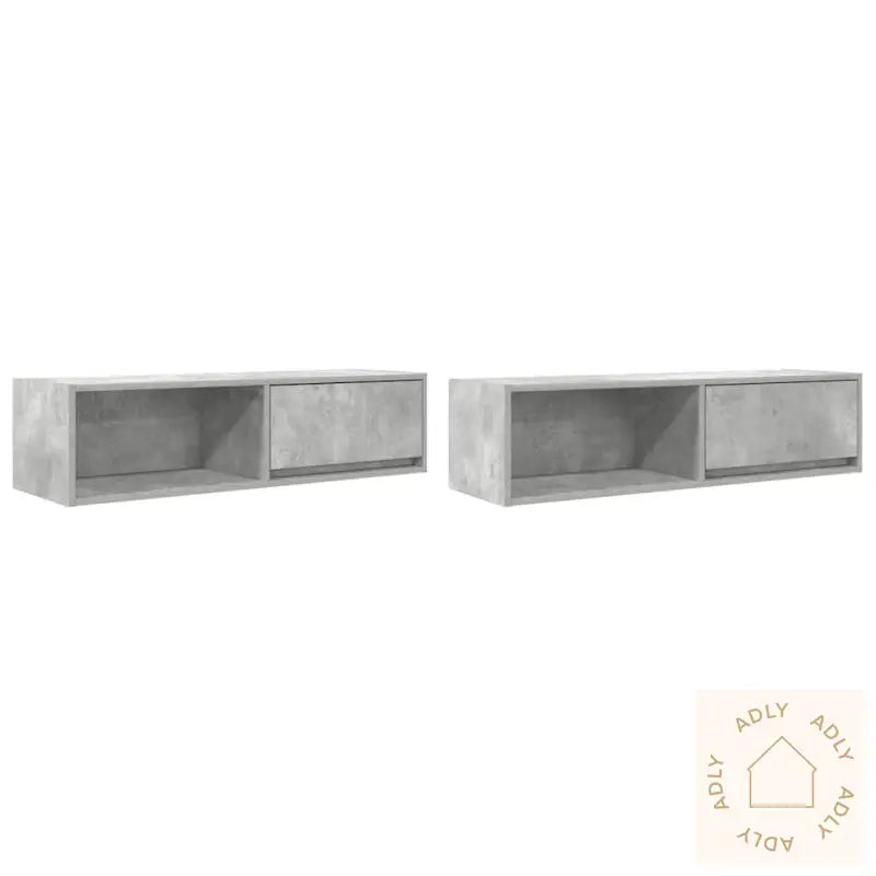 Tv-Benker 2 Stk Betonggrå 100X31X25,5 Cm Konstruert Tre