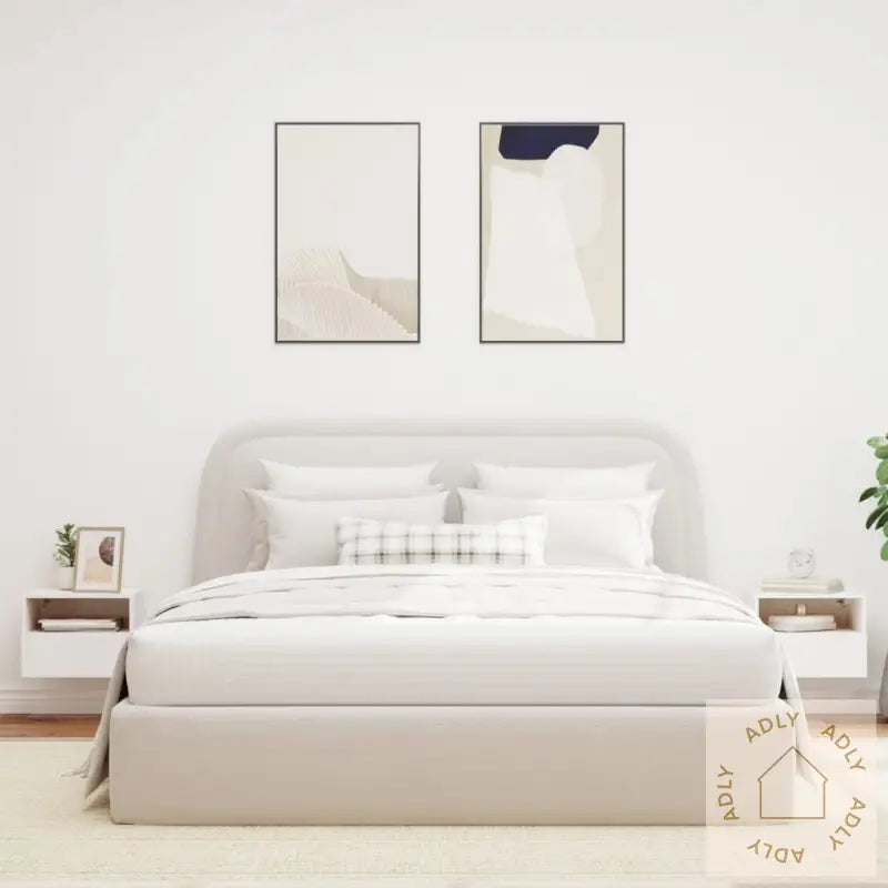 Veggmonterte Tv-Benker 2 Stk Hvit 40X30X30 Cm Konstruert Tre