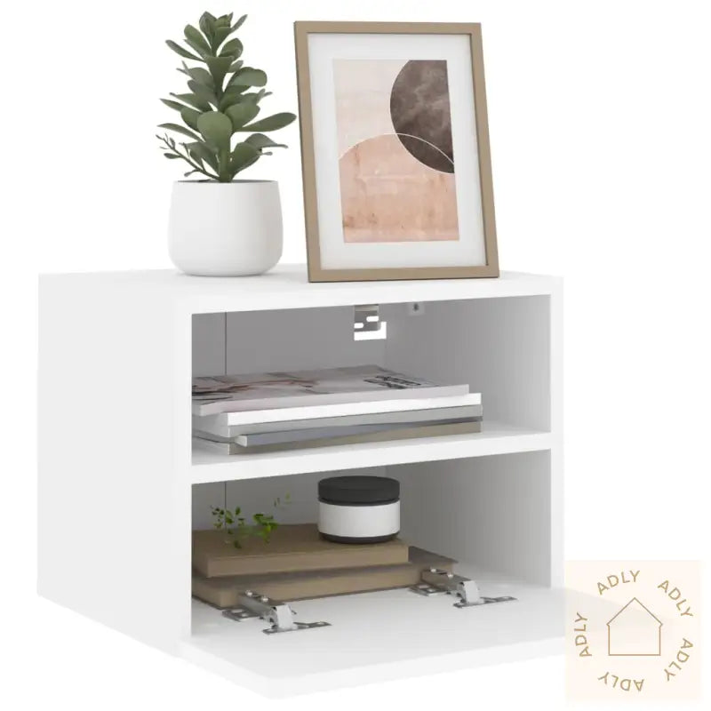 Veggmonterte Tv-Benker 2 Stk Hvit 40X30X30 Cm Konstruert Tre