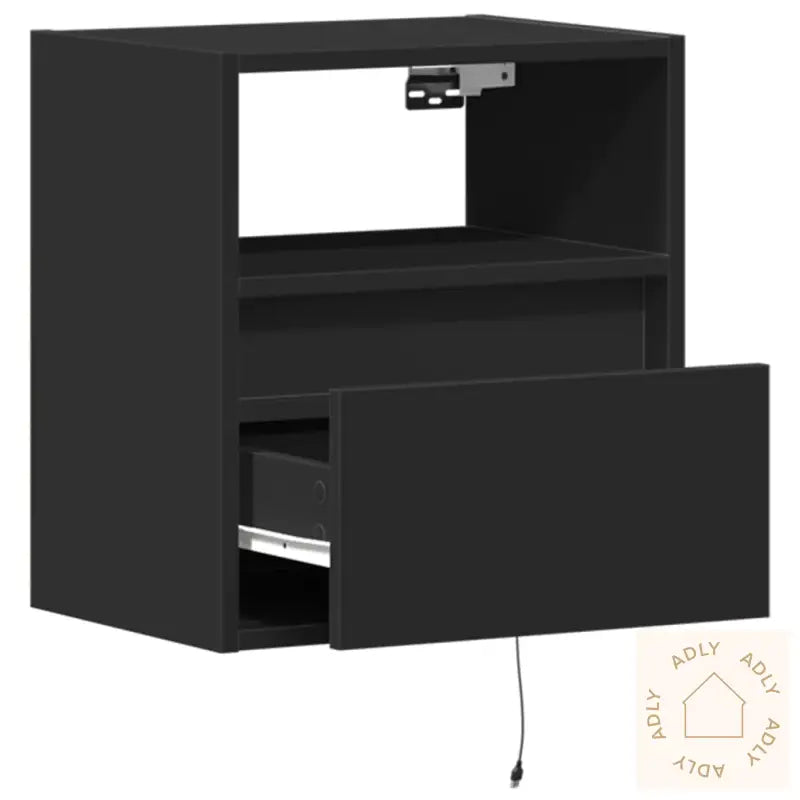 Vegghengt Tv-Benk Med Led Svart 41X31X45 Cm