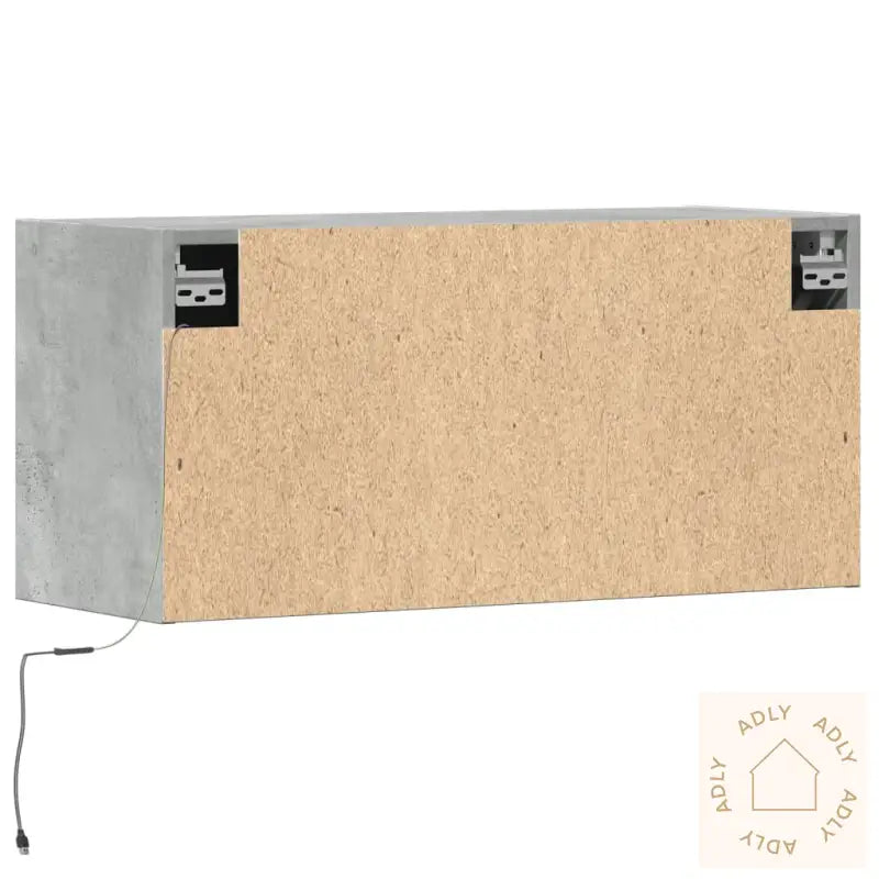 Vegghengt Tv-Benk Med Led-Lys Betonggrå 80X31X35 Cm
