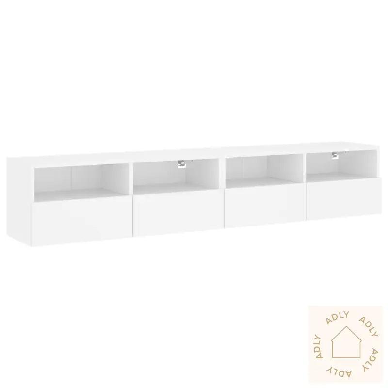 Vegghengte Tv-Benker 2 Stk Hvit 80X30X30 Cm Konstruert Tre