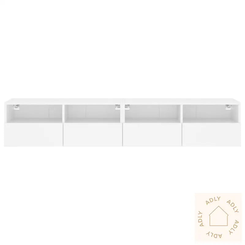 Vegghengte Tv-Benker 2 Stk Hvit 80X30X30 Cm Konstruert Tre