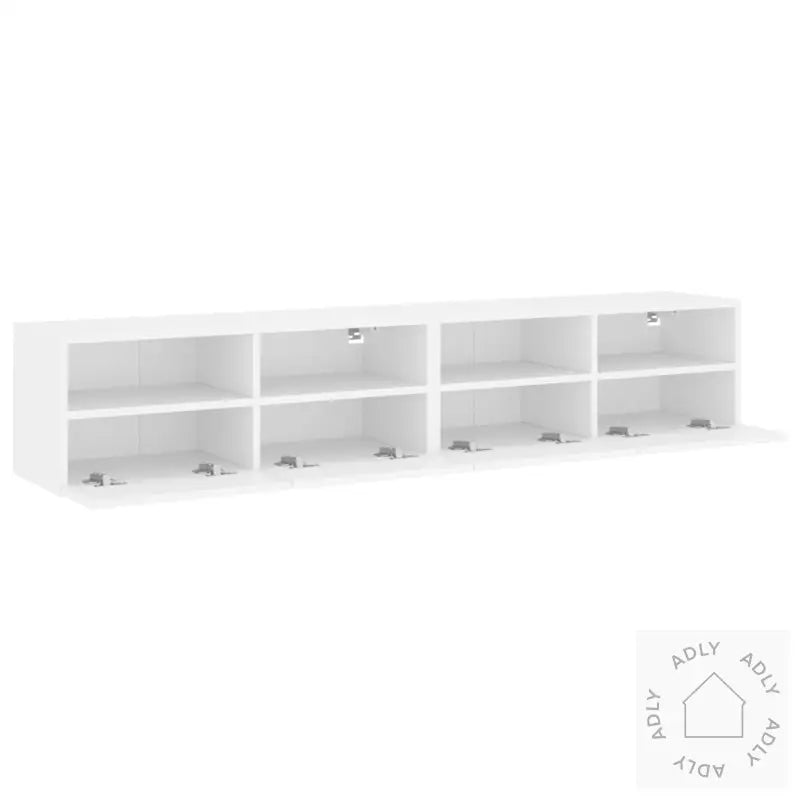 Vegghengte Tv-Benker 2 Stk Hvit 80X30X30 Cm Konstruert Tre