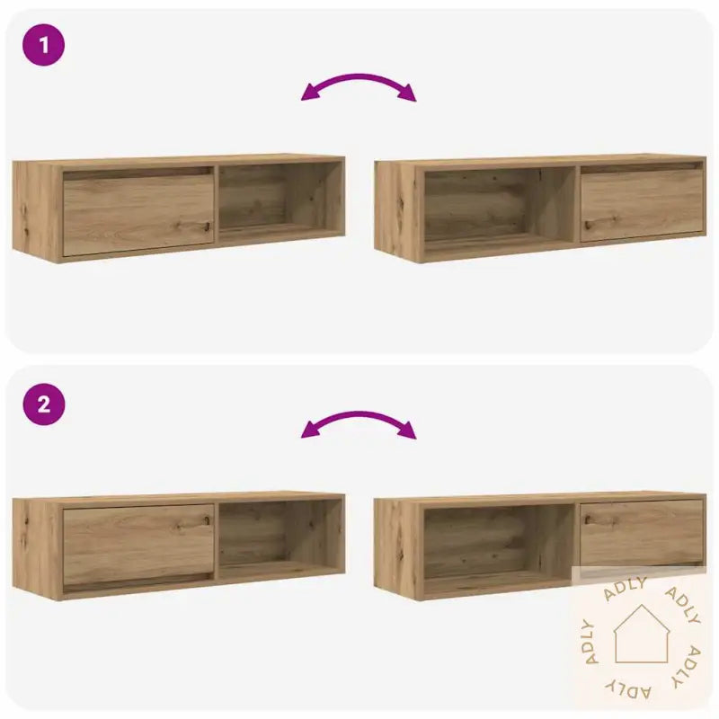 Tv-Benker 2 Stk Artisan Eik 100X31X25,5 Cm Konstruert Tre