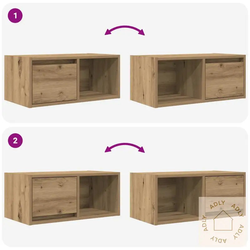 Tv-Benker 2 Stk Artisan Eik 60X31X25,5 Cm Konstruert Tre