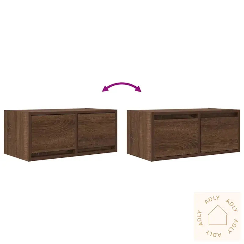 Tv-Benker 2 Stk Brun Eik 60X31X25,5 Cm Konstruert Tre