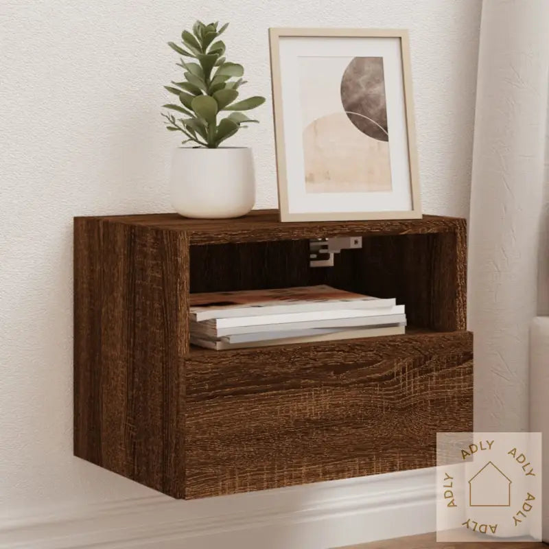 Vegghengte Tv-Benker 2 Stk Brun Eik 40X30X30 Cm Konstruert Tre