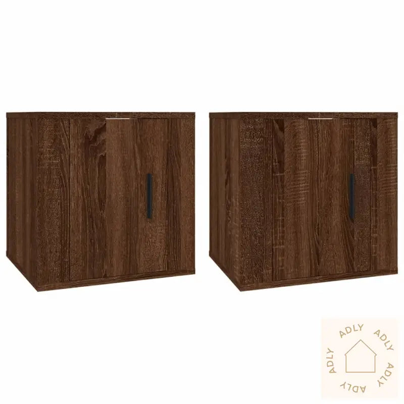 Vegghengte Tv-Benker 2 Stk Brun Eik 40X34,5X40 Cm