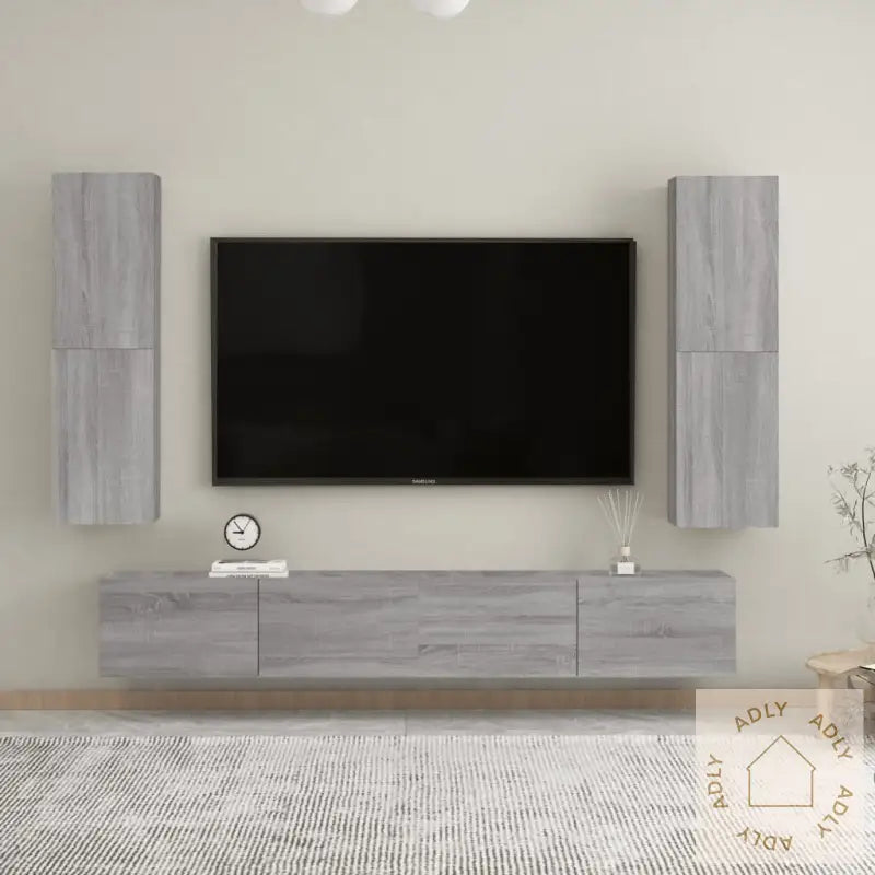 Vegghengt Tv-Benker 2 Stk Grå Sonoma 30,5X30X110 Cm