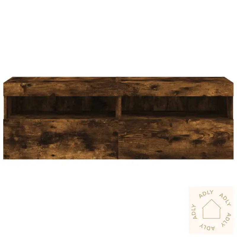 Tv-Benker Med Led-Lys 2 Stk Røkt Eik 60X30X40 Cm