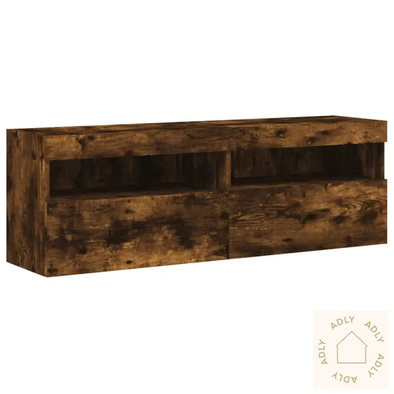 Tv-Benker Med Led-Lys 2 Stk Røkt Eik 60X30X40 Cm