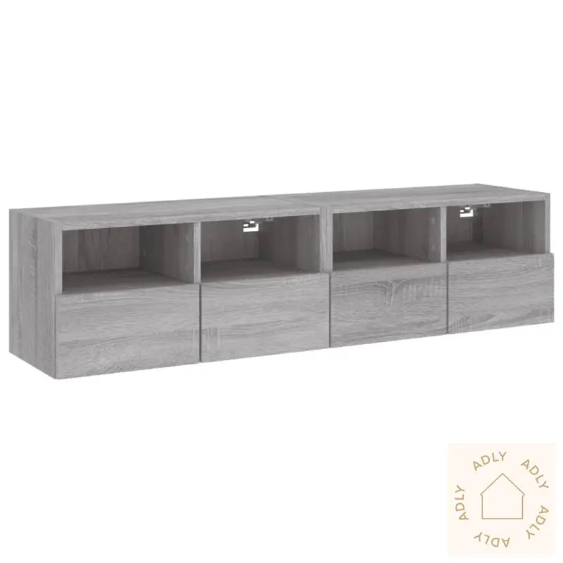 Vegghengte Tv-Benker 2 Stk Grå Sonoma 60X30X30Cm Konstruert Tre