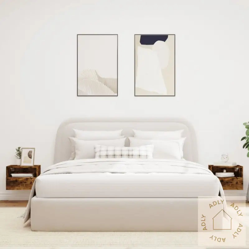 Vegghengte Tv-Benker 2 Stk Røkt Eik 40X30X30 Cm Konstruert Tre