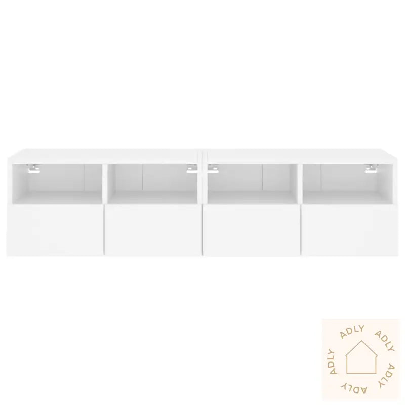 Veggmonterte Tv-Benker 2 Stk Hvit 60X30X30 Cm Konstruert Tre