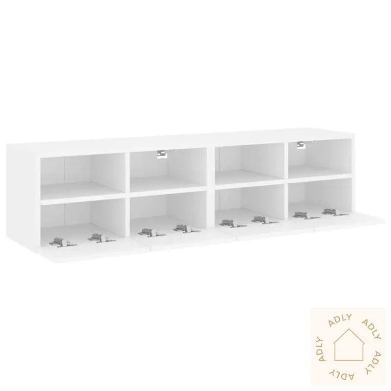 Veggmonterte Tv-Benker 2 Stk Hvit 60X30X30 Cm Konstruert Tre