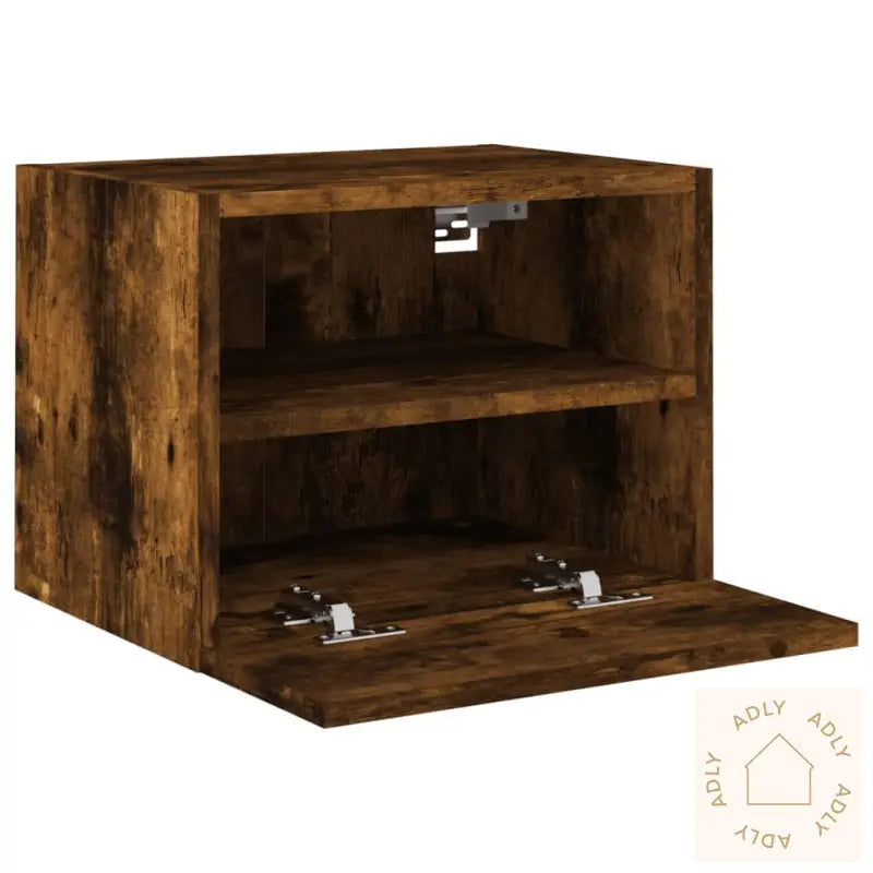 Vegghengte Tv-Benker 2 Stk Røkt Eik 40X30X30 Cm Konstruert Tre