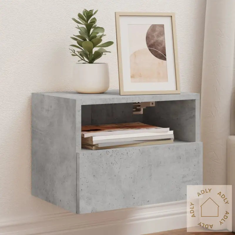Vegghengte Tv-Benker 2 Stk Betonggrå 40X30X30 Cm Konstruert Tre