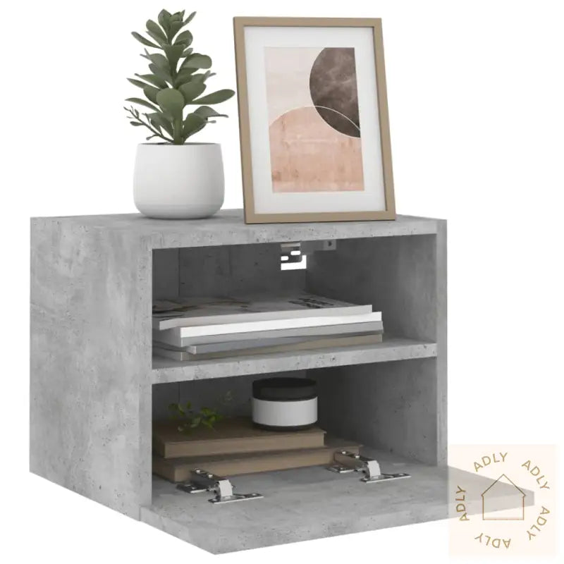 Vegghengte Tv-Benker 2 Stk Betonggrå 40X30X30 Cm Konstruert Tre