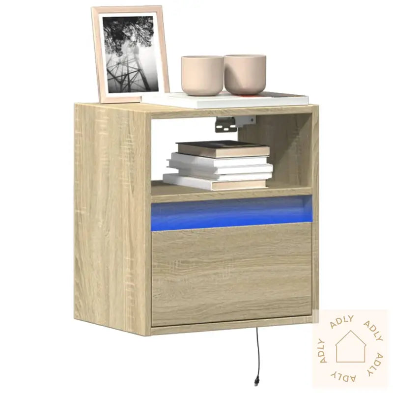 Vegghengte Tv-Benker Med Led 2 Stk Sonoma Eik 41X31X45 Cm