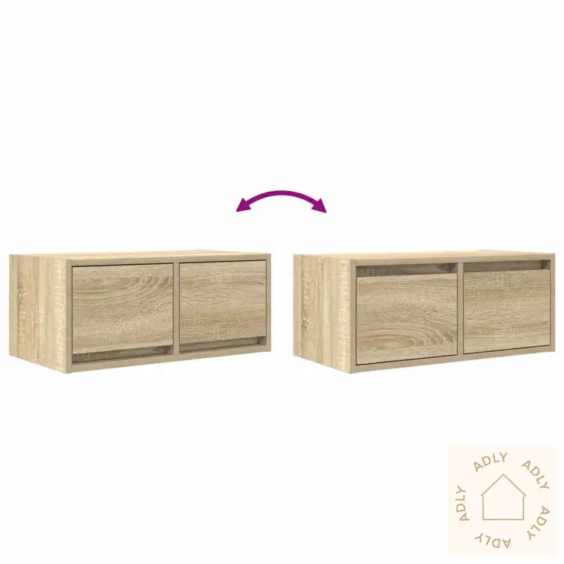 Tv-Benker 2 Stk Sonoma Eik 60X31X25,5 Cm Konstruert Tre