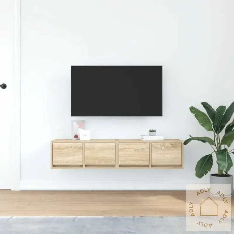 Tv-Benker 2 Stk Sonoma Eik 60X31X25,5 Cm Konstruert Tre