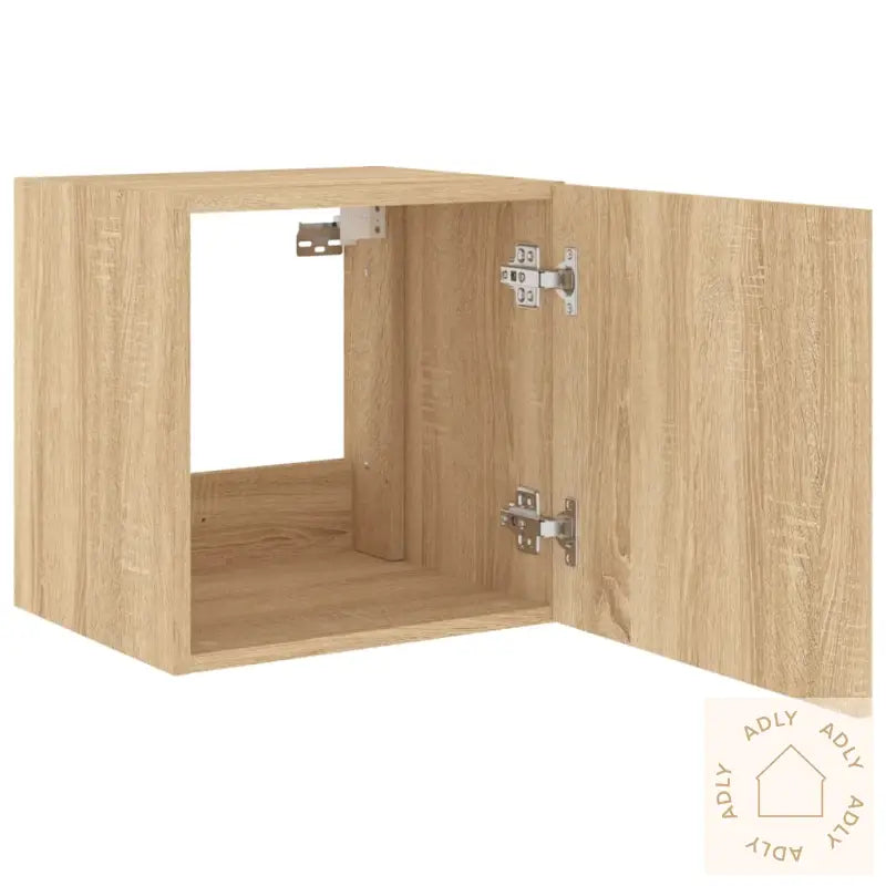 Vegghengte Tv-Benker Med Led 2 Stk Sonoma Eik 40,5X35X40 Cm