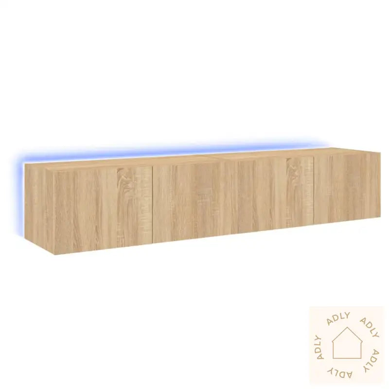 Vegghengte Tv-Benker Med Led 2 Stk Sonoma Eik 80X35X31 Cm