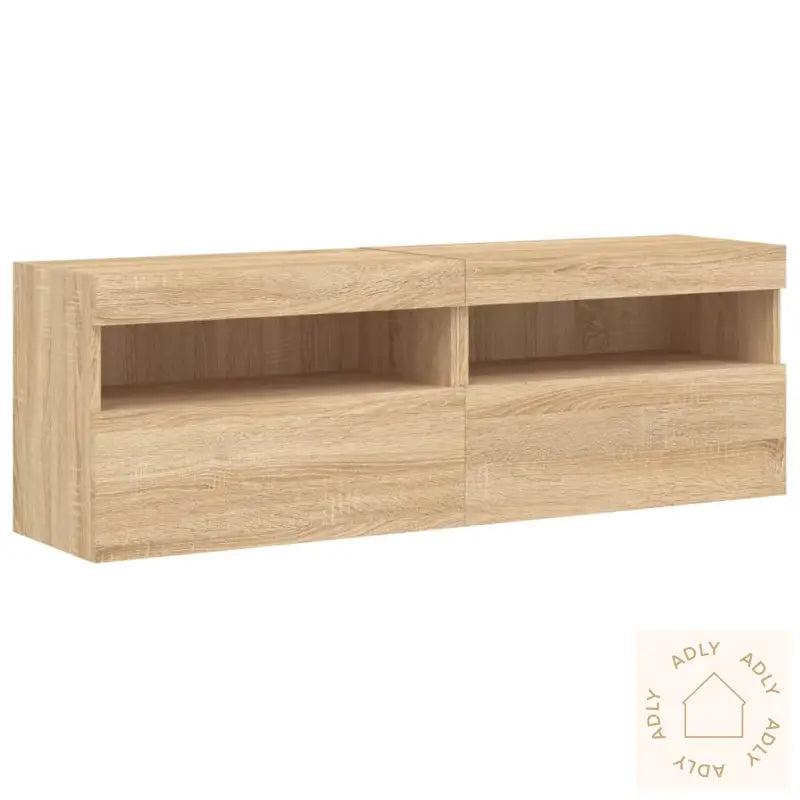 Vegghengte Tv-Benker Med Led 2 Stk Sonoma Eik 60X30X40 Cm