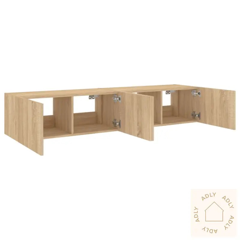 Vegghengte Tv-Benker Med Led 2 Stk Sonoma Eik 80X35X31 Cm