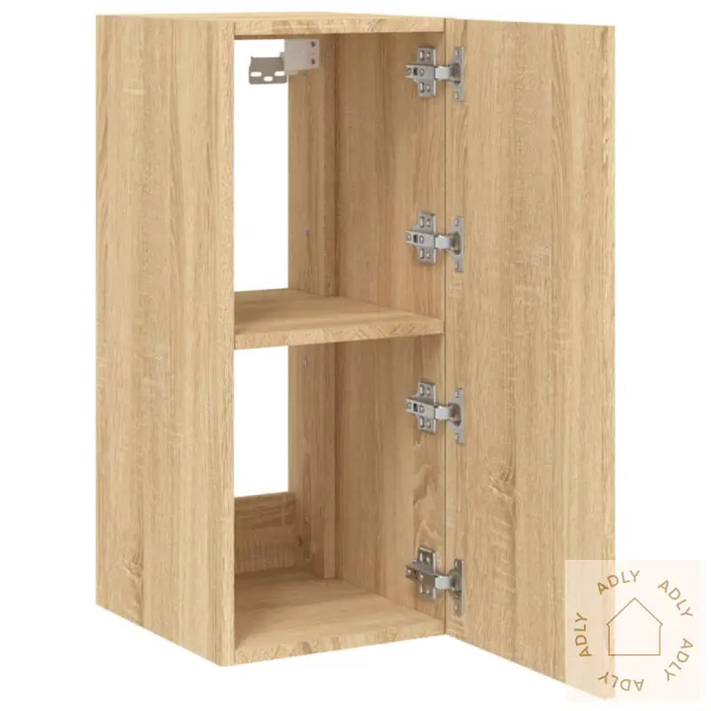 Vegghengte Tv-Benker Med Led 2 Stk Sonoma Eik 30,5X35X70 Cm