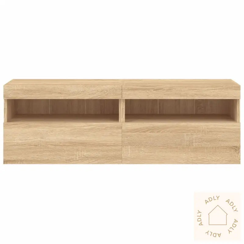 Vegghengte Tv-Benker Med Led 2 Stk Sonoma Eik 60X30X40 Cm