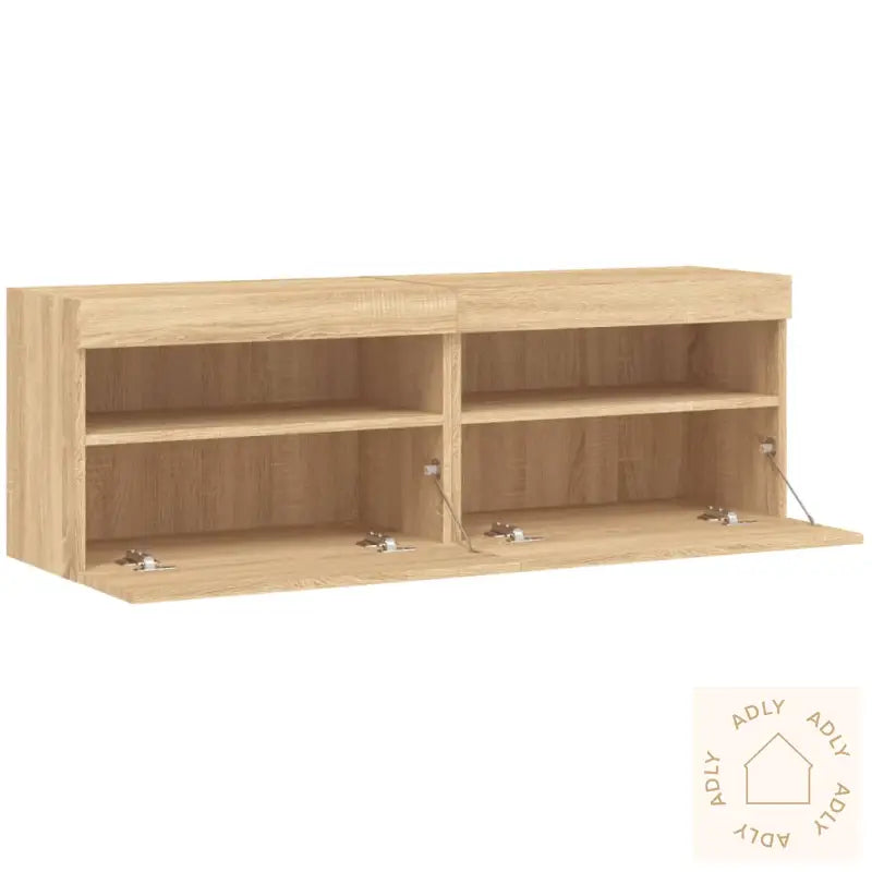 Vegghengte Tv-Benker Med Led 2 Stk Sonoma Eik 60X30X40 Cm
