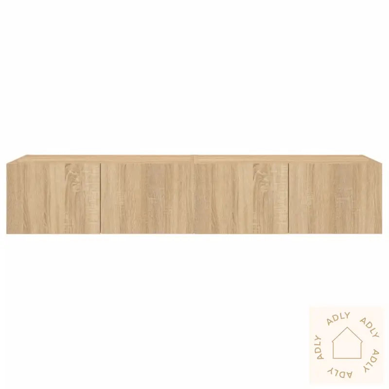 Vegghengte Tv-Benker Med Led 2 Stk Sonoma Eik 80X35X31 Cm