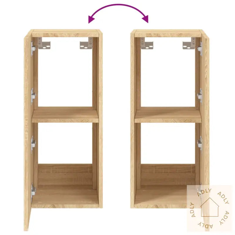 Vegghengte Tv-Benker Med Led 2 Stk Sonoma Eik 30,5X35X70 Cm