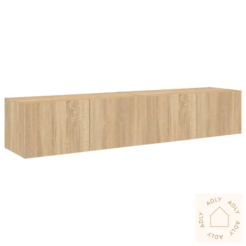 Vegghengte Tv-Benker Med Led 2 Stk Sonoma Eik 80X35X31 Cm