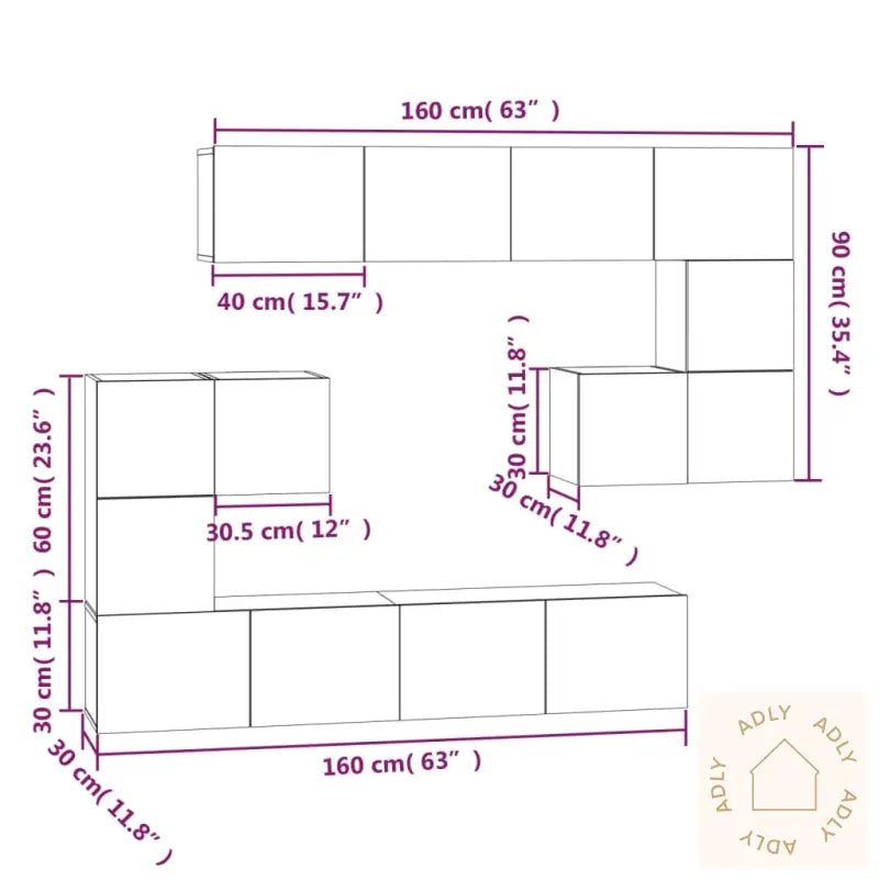 Veggmontert Tv-Benk Sonoma Eik Konstruert Tre