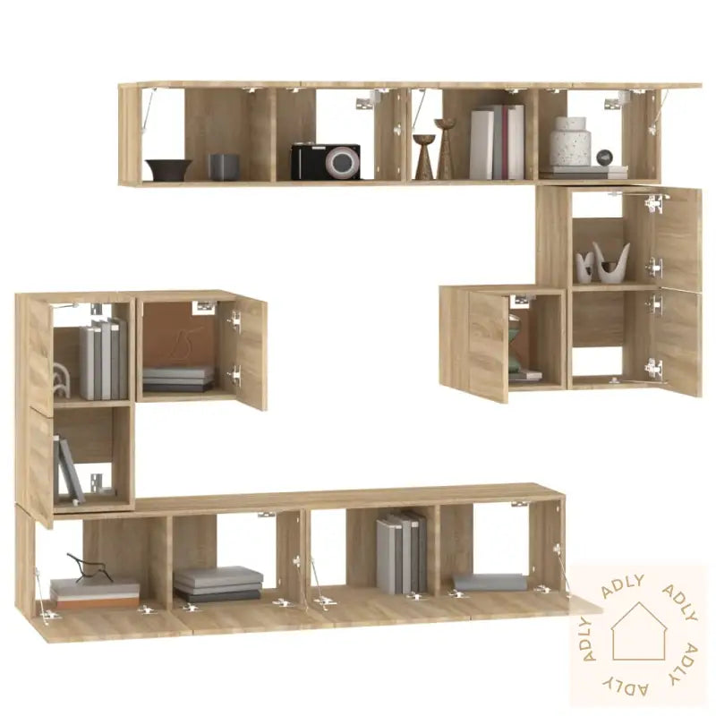 Veggmontert Tv-Benk Sonoma Eik Konstruert Tre