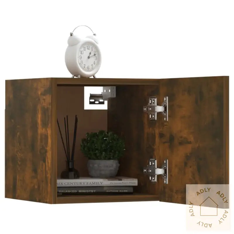 Vegghengte Tv-Benker 8 Stk Røkt Eik 30,5X30X30 Cm